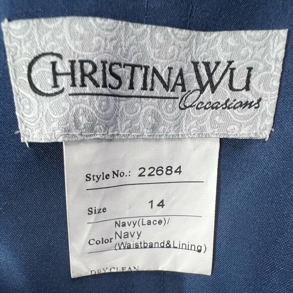 Christina Wu Occasions Dark Floral Lace Party Dress 14 Navy Fairy Romance - Picture 13 of 13